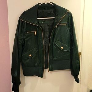 dark green faux leather jacket
